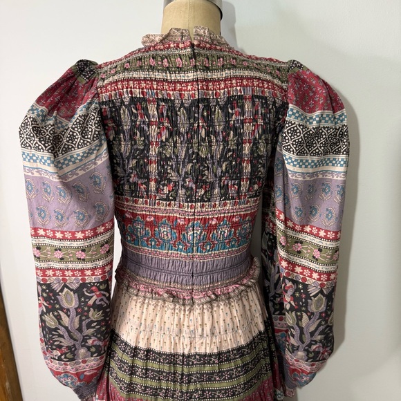 Sea New York  cotton prairie puffy long sleeve floral motif ruffle skirt dress - Picture 6 of 17